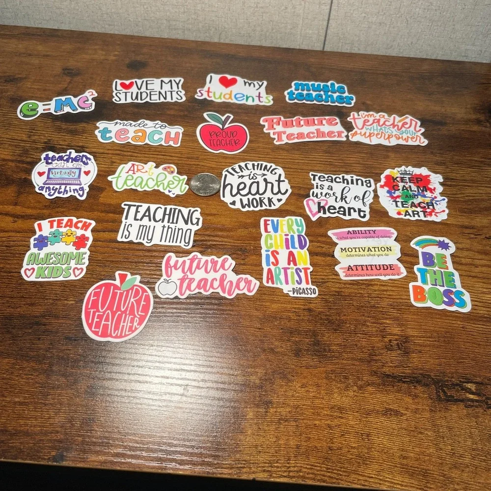 Teacher Sticker Lot 20 Vinyl Die-Cut Stickers Gift Bundle Classroom